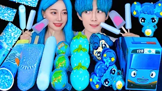 ASMR MUKBANG BLUE DESSERTS ICE CREAM JELLY FRUITS CANDY PARTY RECIPE EATING SOUNDS Convenience store