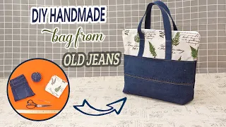 DIY handmade bag from old jeans - How to refashion old jeans into a stylish handbag