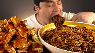 Spicy Fire Jjajang & Puffy Sweet Sour Pork MUKBANG~!! Real Sound ASMR Social Eating