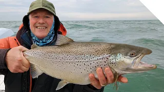 Flatline trolling - big brown trout and big lake trout