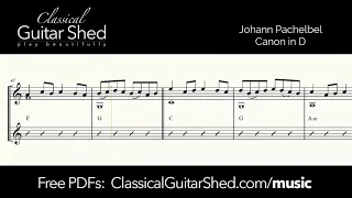 Pachelbel: Canon in D - Free sheet music and TABS for classical guitar