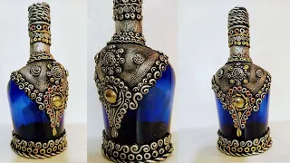 Glass Bottle Decoration Ideas/ Glass Bottle Art/ Easy crafts Ideas