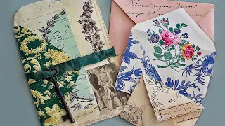 Use Napkins To Alter & Decorate Junk Envelopes! Easy Junk Journal Napkin Decoupage Tutorial