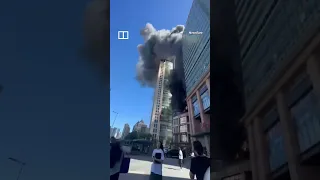 Massive fire engulfs office building in China #shorts