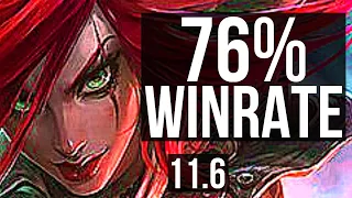 KATARINA vs KAYLE (MID) | 12/0/2, 76% winrate, Quadra, Legendary | EUW Master | v11.6