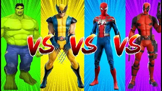 SUPERHEROES COLOR DANCE CHALLENGE Hulk vs Wolverine vs Spider-Man vs Deadpool