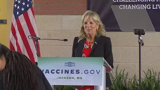 First Lady Jill Biden tours COVID-19 vaccination site at Jackson State