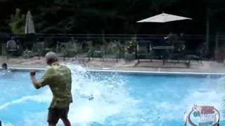 AMAZING bike jump into pool!