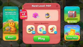Gardenscapes Level 1407 Walkthrough "No Boosters Used"