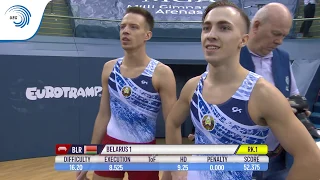 Aleh RABTSAU & Uladzislau HANCHAROU (BLR) - 2018 Trampoline European Champions, synchro