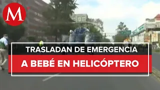 Helicóptero aterriza en calles de CdMx para trasladar a bebé a hospital