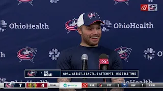 Max Domi jokes about 'great kids' Cole Sillinger and Yegor Chinakhov after Blue Jackets' win