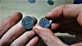 Быстрая чистка и патинирование ранних мельхиоровых монет СССР