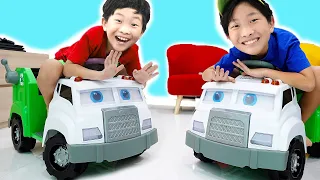 예준이의 트럭 전동 자동차 장난감 조립놀이 재활용 놀이 Garbage Truck Power Wheels Car Toy Play