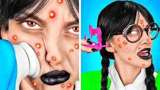 HOW TO BECOME WEDNESDAY | From Soft Nerd to Wednesday Addams Extreme MAKEOVER Hacks by La La Love