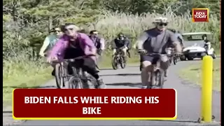 WATCH: US President Joe Biden Falls Of Bike; Gets Up, Says "I'm Good"