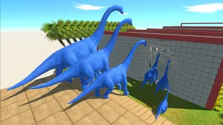 Colored Different Size Herbivorous Dinosaurs Clash Block Race -Animal Revolt Battle Simulator