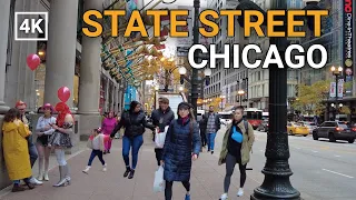 CITY OF CHICAGO🇺🇸 Walking Tour - STATE STREET - SATURDAY HALLOWEEN WEEKEND [4K 60FPS] CITY SOUNDS