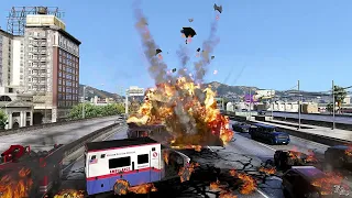 GTA V - EPIC CAR EXPLOSIONS IN ULTRA SLOW MOTION - MADNESS ON THE HIGHWAY