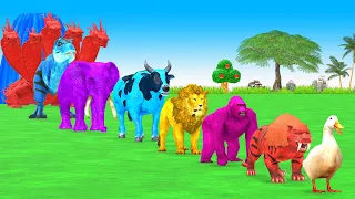 Paint Animals Duck Tiger Gorilla Lion Cow Elephant Dinosaur Hydra Fountain Crossing Animal Game New