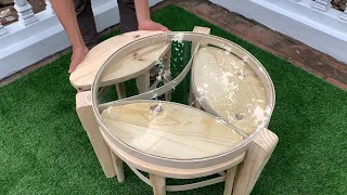 Smart And Ingenious Handcrafted Woodworking - How To Build Table Combine Chair Is Extremely Creative