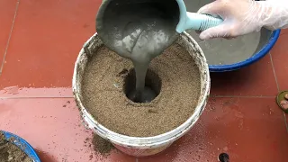 Try Making A Pot Of  Cement And Foam Carpet  . Cement Craft Ideas (Beautiful And Easy )