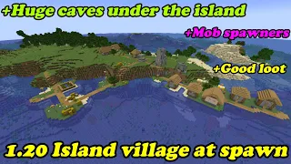 Minecraft 1.20 village on island at spawn seed