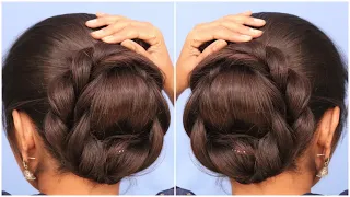 Awesome! Cute wedding bun hairstyle by self | easy long medium hair juda hairstyle girls