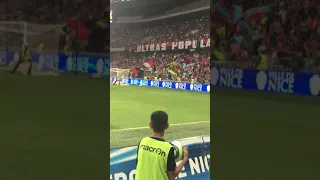 OGC Nice fans throwing the inflatables