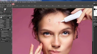 Бесплатный фоторедактор GIMP.  Как удалить прыщи.  Инструмент штамп