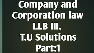 Company and Corporation Law. LLB III. T.U Solutions// Part 1