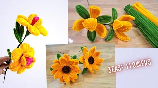 3 Ideas | How to Make Pipe Cleaner Flowers - Chenille Wire Flowers