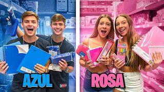 COMPRANDO MATERIAL ESCOLAR PELA COR AZUL VS ROSA •Irmãos Scribel•