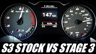Audi S3 (300hp) 🆚 Stage 3+ Audi S3 (495hp) 0-250 km/h CRAZY Acceleration
