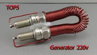 Free Energy 220v Generator Top 5 Copper Coil Light Bulb Spark Plug Transformer Idea