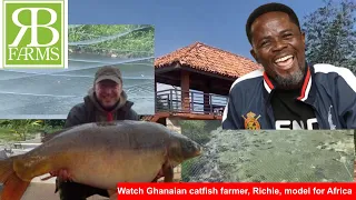 Catfish weightier than 50kg cement bag? Watch Ghanaian catfish farmer, Richie, model for Africa