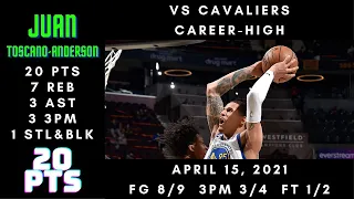 Juan Toscano-Anderson Career-High 20 PTS, 7 REB, 3 3PM - Warriors vs Cavaliers - April 15, 2021