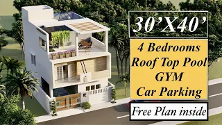 30X40 Duplex House Design | 1200 Sqft House Plan | 9X12 Meters House Design with Walkthrough