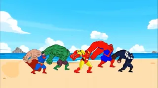 ALL RED SPIDER-MAN Battle in Jurassic World Dinosaur Pro SuperHero Team| #virtherobotboy #cartoon