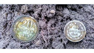 Коп в лесу,  коп монет, 2 монеты серебро повезло!!!