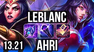 LEBLANC vs AHRI (MID) | 74% winrate, 15/3/9, Dominating | EUW Master | 13.21