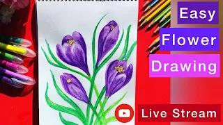 Live Stream Learn to make easy Crocus Flower Painting/Drawing