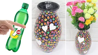 Beautiful and easy flower vase from plastic bottle and plaster