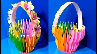 🎁АЖУРНАЯ КОРЗИНКА С ЦВЕТАМИ на 8 МАРТА/Своими руками/DIY/подарки поделки своими руками к Дню матери.