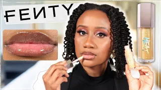 BEST LIP GLOSS 2022!? | *NEW* Fenty Beauty Gloss Bomb Heat Lemon 🍋 Lava | Review + Demo Dark Skin