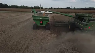 KLEIN FARMS HARVESTING SOYBEANS OCT 8TH AND 10TH, 2019 LIBERTY, INDIANA DRONE VIDEO