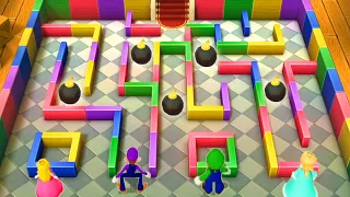 Mario Party 10 Minigames - Peach Vs Waluigi Vs Rosalina Vs Luigi (Master CPU)