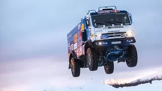 Russian Kamaz Truck Sends a Snow Jump