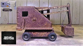 Rusty Well Loved 1950's Marx Steam Shovel ( AWESOME RESTORATION )