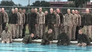 US Marines Recruits Attempt Swim Qualification